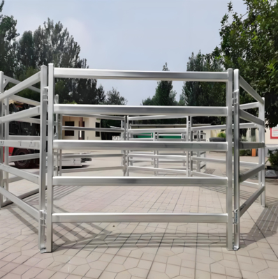 5 Rails Galvanized Oval Tube Metal Cattle Sheep Fence Panel