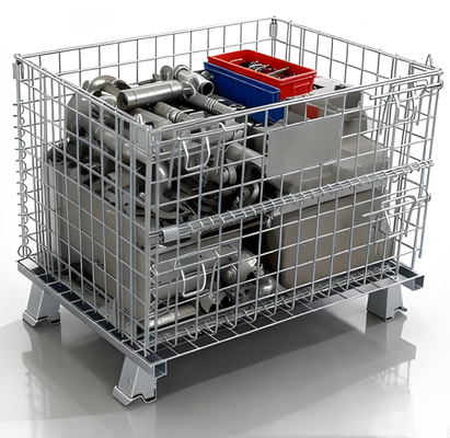 Folding vergrendelbare mesh container draad opslag kooi gegalvaniseerd voor magazijn